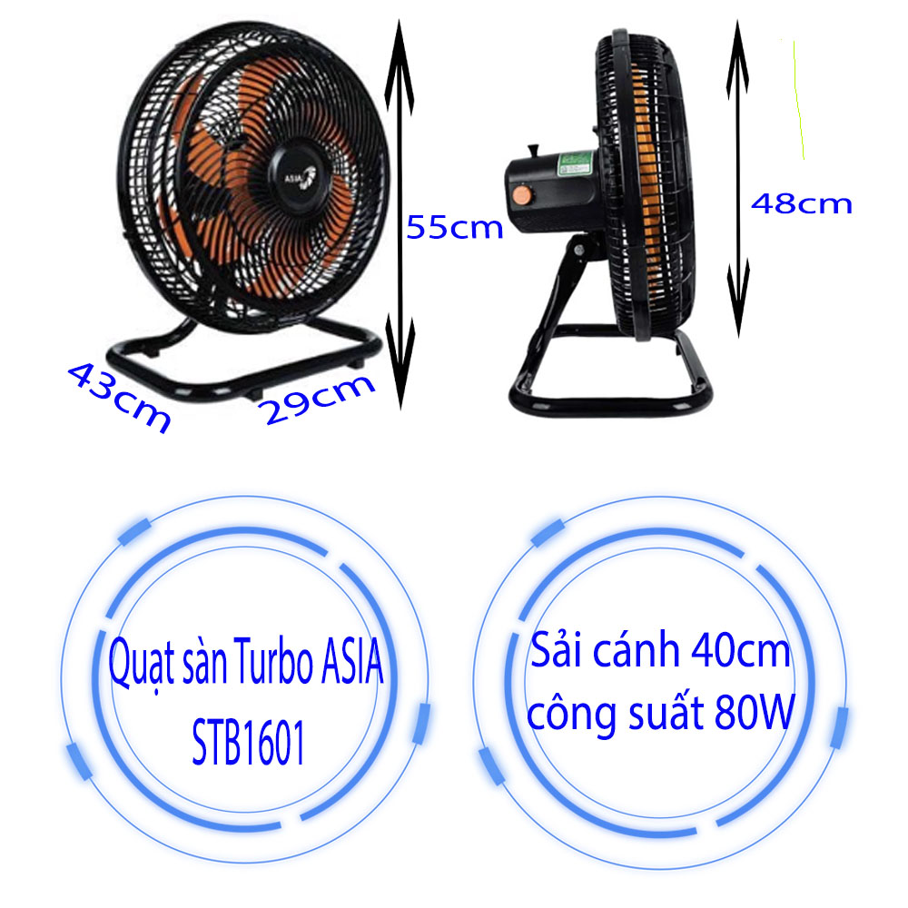 Quạt sàn Turbo Asia mã hàng STB1601 (VY636890)